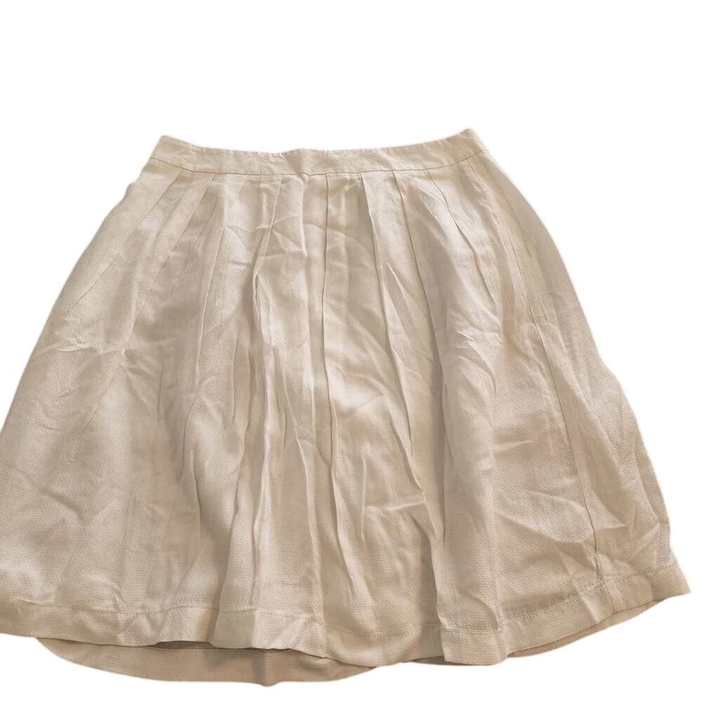 Loft‎ White Pleated A-Line Skirt size 4 Small